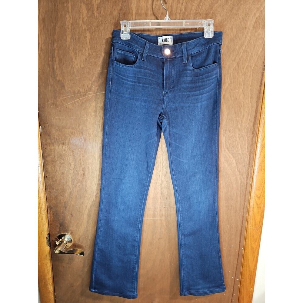 PAIGE Dark Wash HONOLULU High Rise Boot Cut BLACK LABEL  Blue Jeans 28x30 *EUC